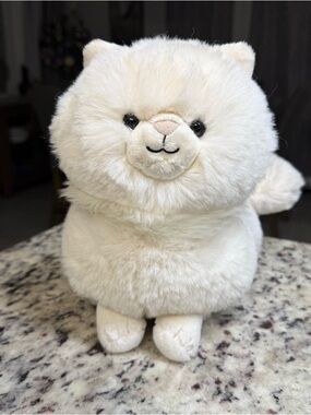 Jellycat Cream Plush Tag with Black and Orange Cat Logo